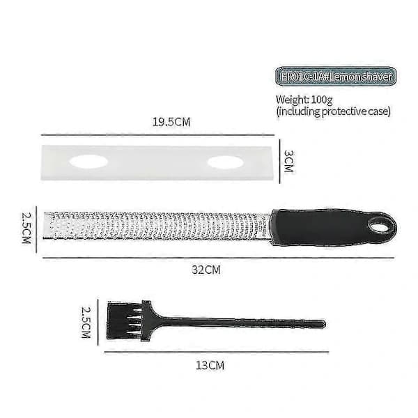 Microplane Zester Rivejern i Sort Farve til Citrus, Parmesan, Ingefær, Chokolade og Muskatnød med Fint Blad