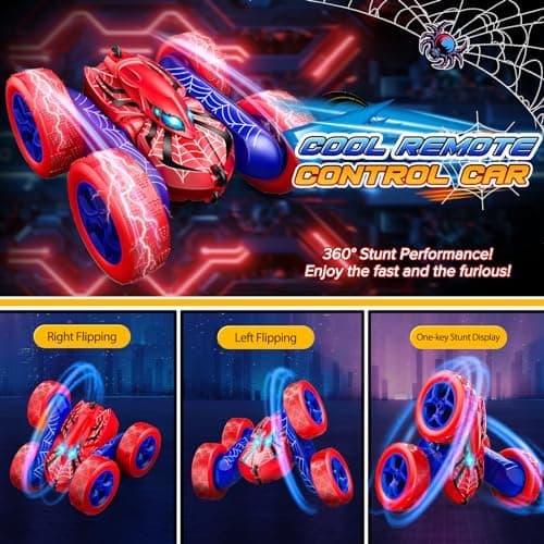 Spider RC-biler Fjernkontrollbil, Dobbeltsidig 360° Flip 4WD Oppladbar
