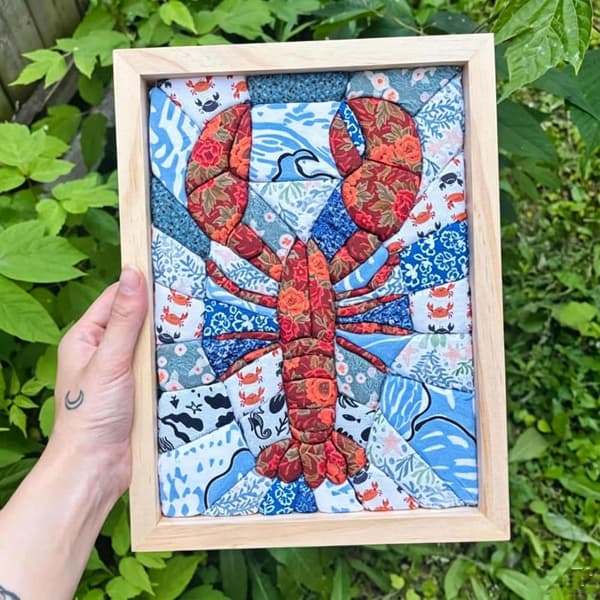 DIY Kinusaiga stofkunst sæt med ramme og værktøj, uden syning (#E) #E