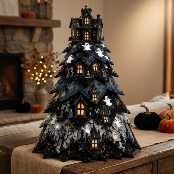 DIY Halloween Quilted Fabric Tree Kit, 3D Sewing Craft Halloween Tree, H H