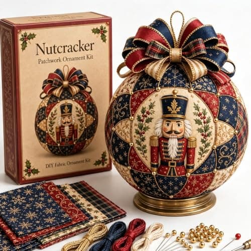 Juleklassikere Patchwork Ornament DIY Kit, Julemanden Patchwork Ornament Kit, DIY Stof Ornament Kit til Juleboligindretning, Nøddeknækker Nutcracker