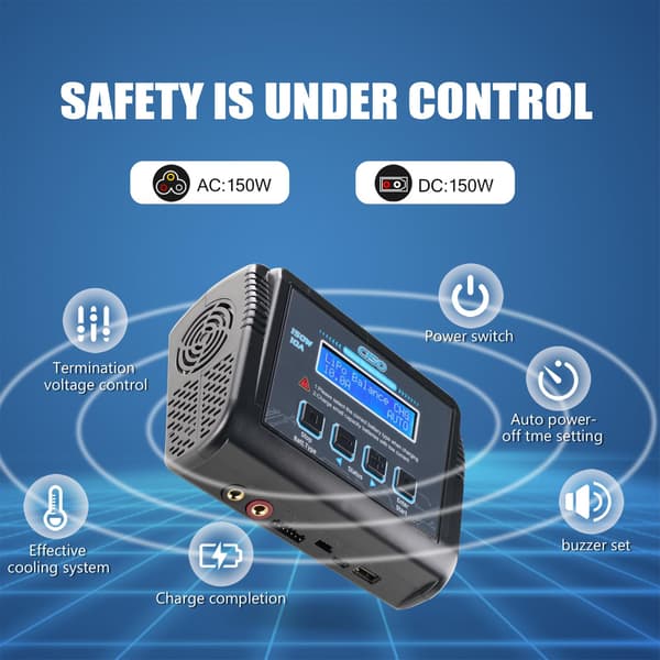 LiPo batteriladdare, 150W 10A Balans snabbladdare för RC bil drönare