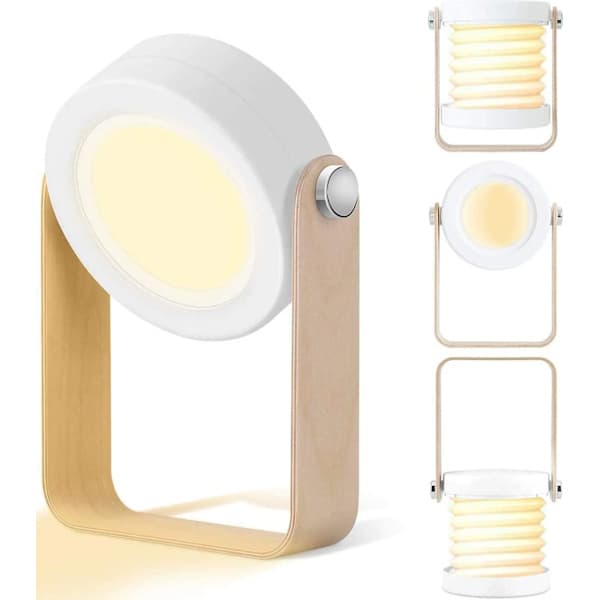 LED natlampe til sengebord, retro touch, justerbar, foldbar
