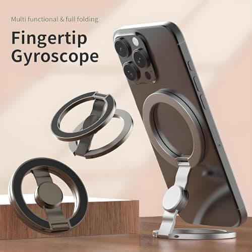 Magnetisk telefonholder Fidget Spinner, 360° flip, aluminium (sort) Black