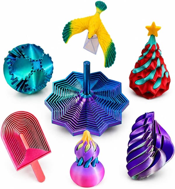 7 st 3D-printade fidget-leksaker, stjärnsprial sensorisk skrivbordsleksak