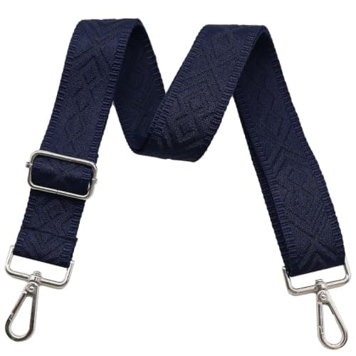 Crossbody-stropper til punge Brede skuldertaskestropper Justerbar erstatningsbroderet pungstrop til håndtasker Silver Hardware-blue