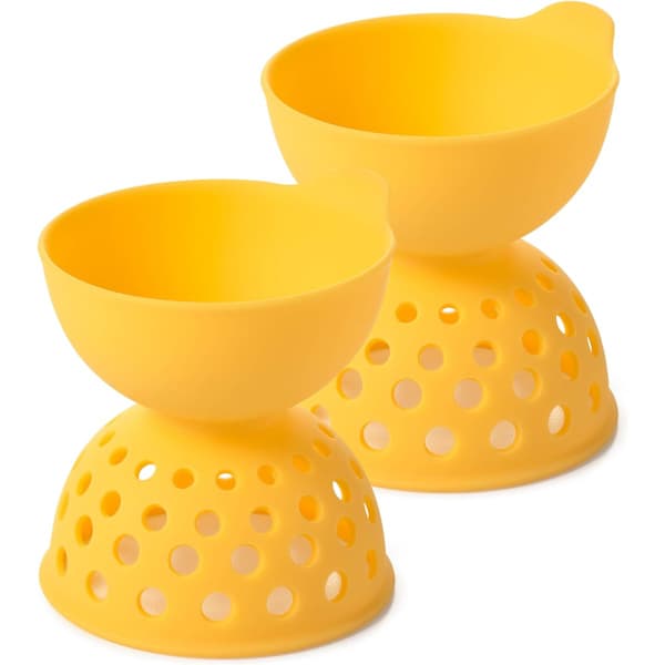 Äggkokare, set för pocherade ägg, 2 delar, gul
