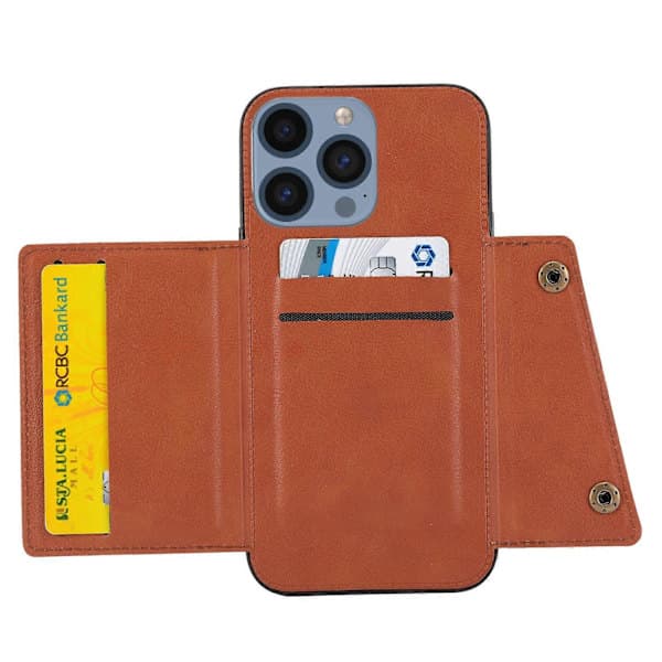 iPhone 14 Pro Max -puhelimen suojakotelo, jossa tuplalukko, korttipaikka, PU+TPU