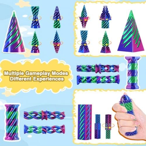 Spiral Cone Fidgetleke - 3D Fidgetleker for ADHD og angstlindring Magenta and Blue
