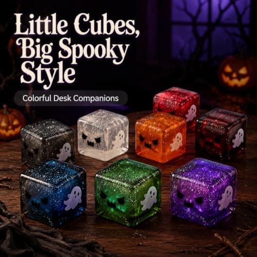 Halloween Squishy Cube, Glitter Spøgelse Fidget Legetøj, 2,17 Tommer