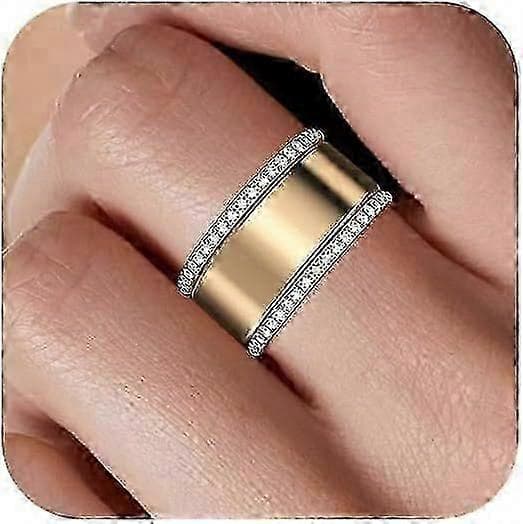 2-pack 14K guldpläterade Oura Ring Stackers för Gen 3/Gen 4 - CZ simulerade diamant damringar Gold 5