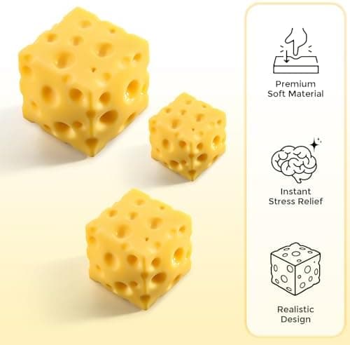 Ost Squishy Terningblok, Squishy Fidget Legetøj til Voksne, Påskekurv Strømpefyld, Sensorisk Stressbold Klemmelegetøj til Stresslindring
