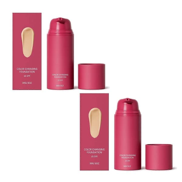 Fargeendrende Foundation, Spf15 Selvjusterende Fargefoundation 2stk 2pcs