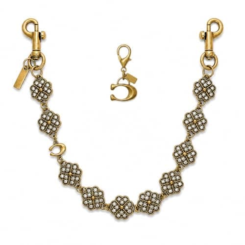 Väskberlock, söta handväskberlocker, väsktillbehörsberlocker, väskkedjor, handväskberlocker 4 Flower Chain - Gold