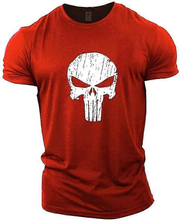 Punisher Skull Bodybuilding Top Red S