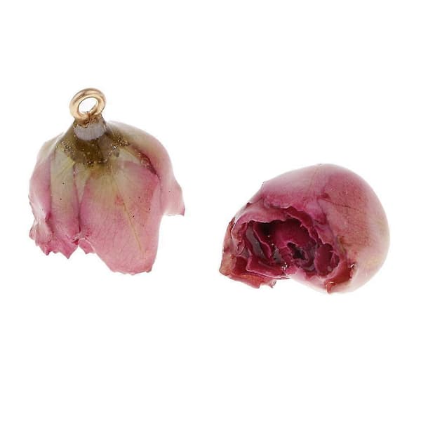 2x 2 stk. Epoxyharpiks Tørrede Blomster Charms Rose Vedhæng til DIY Øreringe Tilbehør