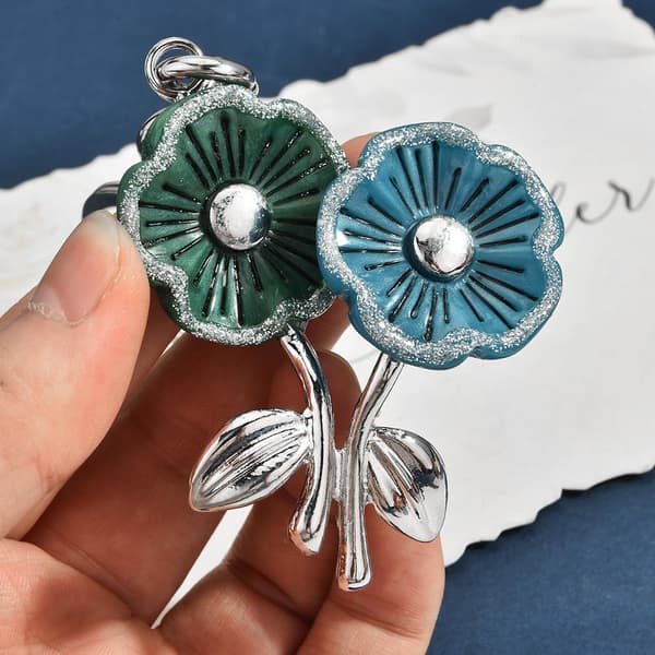 Väskberlocker för handväskor - Söt handväskkedjeberlock - Väskaccessoarer Berlocker för kvinnor 2 Flowers-Silver