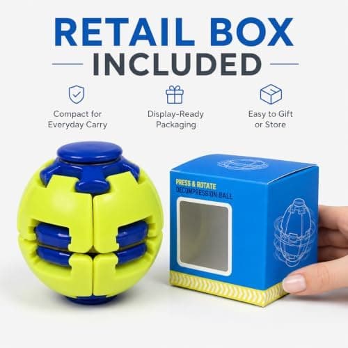 Tryck för att snurra sensorisk fidgetboll, 3D ergonomisk sfärisk stressleksak