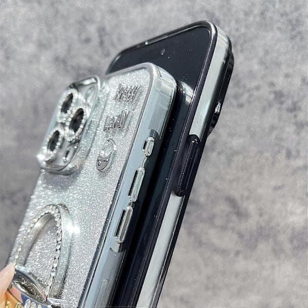 For iPhone 15 Pro-deksel Speilstativ TPU+PC Gradient Glitter Mobiltelefondeksel