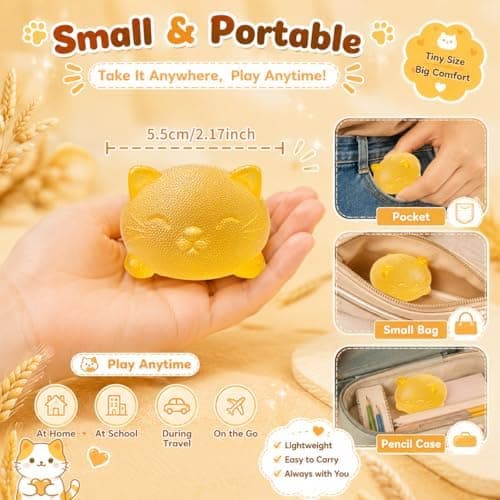 Kule katte-squishy-fidget-leker, gul Taba squishy katte-klemmeleke Yellow