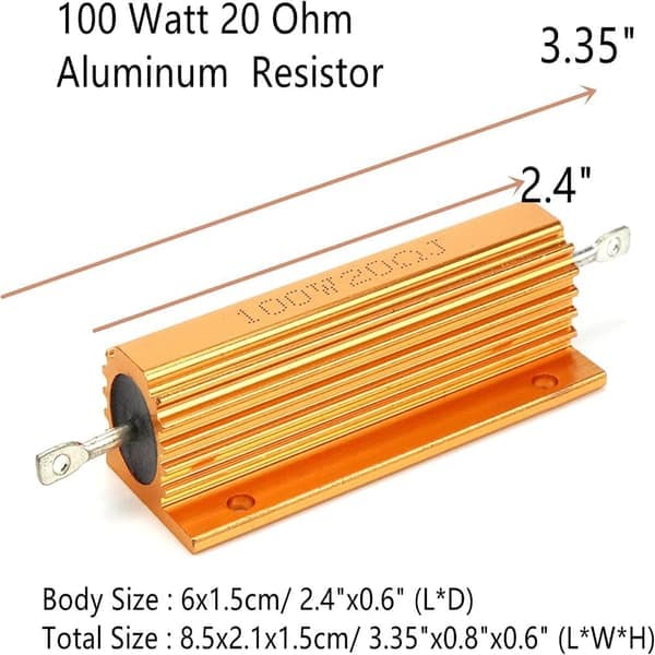 2 stk. trådviklede modstande aluminiumsmodstand 100 Watt 20 Ohm