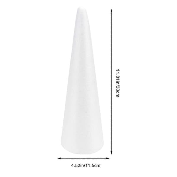 Hantverk Polystyrenkon Vit Solid DIY-projekt Barn Handgjorda Hantverksmaterial 30cm Storlek för Jul 1 Set