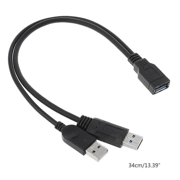 USB 2.0 A uros - USB naaras 2 kaksoisvirtalähde USB naarasjakaja