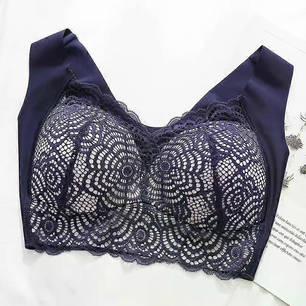 Trådlös BH Plus Size Spets Sport Sovväst Bralette Push Up Bekväm Andningsbar Full Kupa gray 4XL