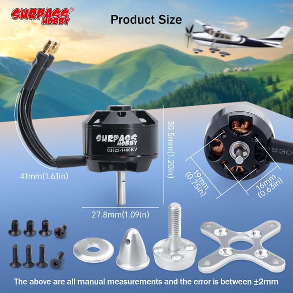 Surpss Hobby C2822 1200KV Borstlös Motor för RC Flygplan Fastvinge 1200kv