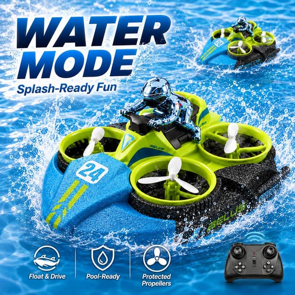 land sea air Drone 3-i-1 RC Hovercraft, Blå: 2 batterier Blue