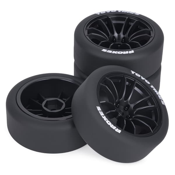 1/10 RC Drift Hjul og Dæk Sæt, 12-Eget On-Road Touring Bil Hjul Dæk Combo, 12mm Hex Drift Dæk til RC Drift Bil, 4 STK (Sort) Black