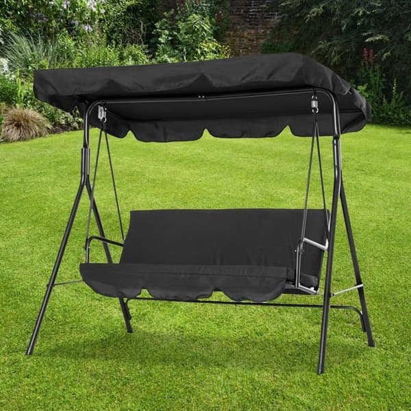 Vanntett solskjermingstak for dobbel hagesving 142x120x18cm Svart 0.3