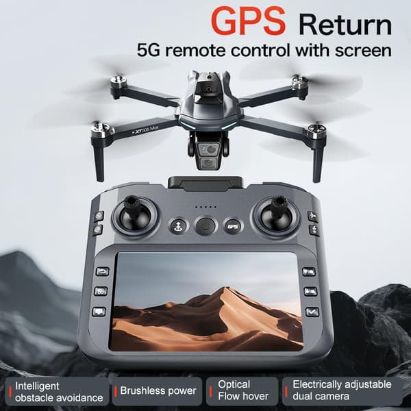 XT606 GPS-drone med kamera til voksne 4K EIS, drone med 4,3\" HD-skærm XT606-3BATTERY