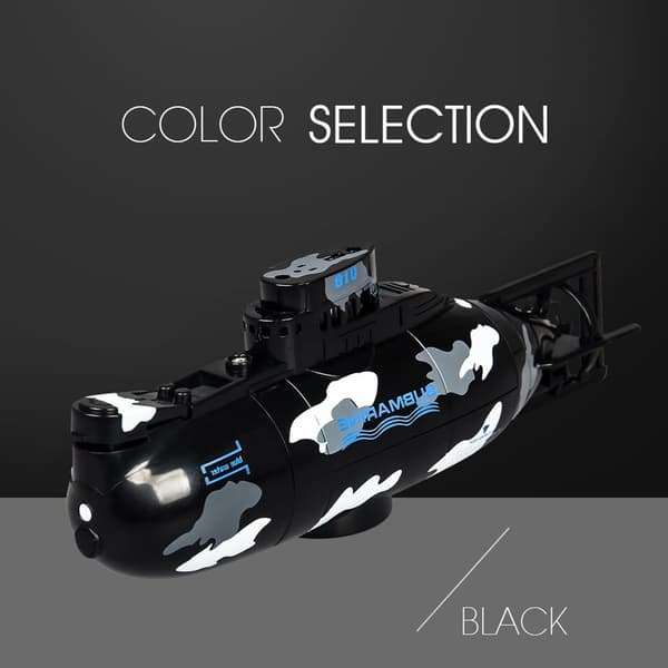 Mini RC ubåd – ét-tryks dyk, automatisk slukning, gave til hobbyentusiaster (sort) Black