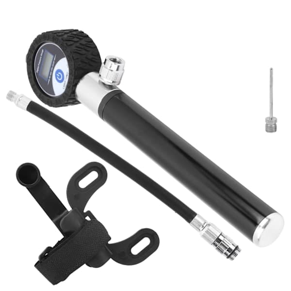 Bärbar cykelluftpump Manuell däckpump 120 PSI Högtrycks LCD digital display Svart
