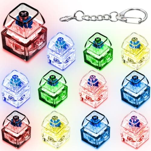 ILHSTY-näppäimistöfidget-lelu, 12 kpl valaistu napsautusavaimenperä, kirkas Transparent Black+clear