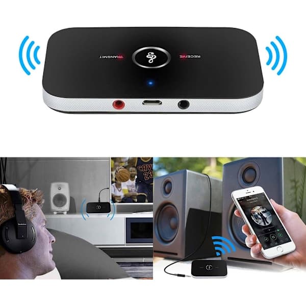 2-i-1 Bluetooth-sender og -mottaker trådløs lydsender