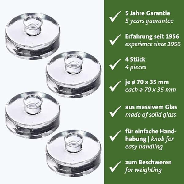 Set med jäsningsvikter i glas, 4 vikter för inläggning och fermentering, 7 cm diameter [JSR]