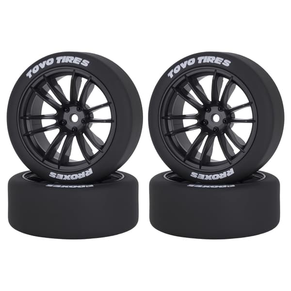 1/10 RC Drift Hjul og Dæk Sæt, 12-Eget On-Road Touring Bil Hjul Dæk Combo, 12mm Hex Drift Dæk til RC Drift Bil, 4 STK (Sort) Black