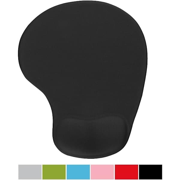 Kontormusemåtte med gel-håndledsstøtte - Ergonomisk gamingmusemåtte med håndledsstøtte - Designet gamingmåtte med gummibase til bærbar computer, sort Black