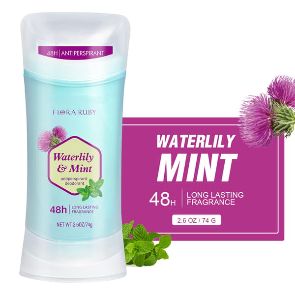 Flora Ruby Antiperspirant Deodorant Stick, 48H svette- og luktbeskyttelse, aluminiumsformel, langvarig friskhet water lily