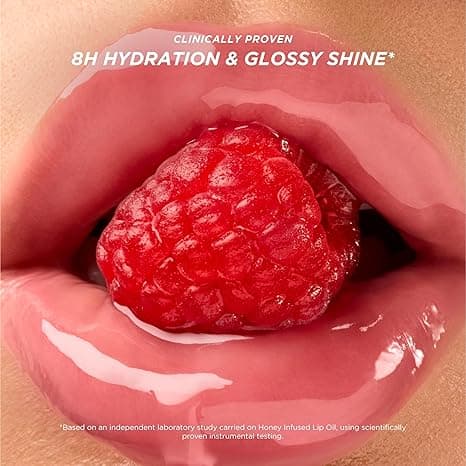 Gisou Honey Hydrating Lip Oil, närande läppbalsam för torra läppar (Raspberry Vortex) Raspberry Vortex