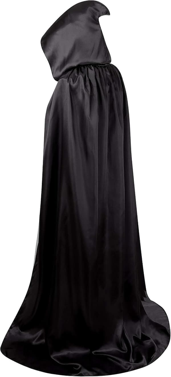 Lang sort hættekappe middelalder vampyr heksekostume kvinder Halloween kostume karneval jul voksen 150 cm