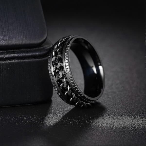 Angstringe til mænd Fidgetringe til mænd Kvinder Kædespinnerringe til børn Teen Titanium Stålringe Black Black 12