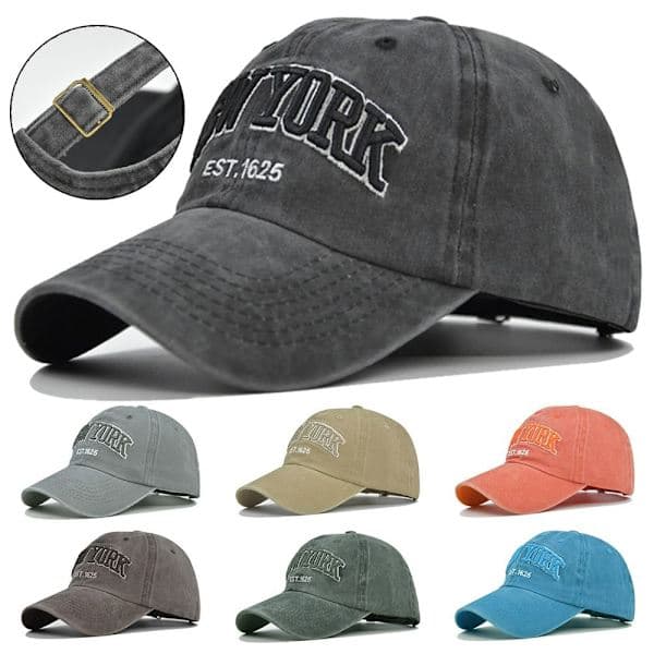 New York Broderi Baseball Caps Slitt Falmet Caps GRÅ grå grey
