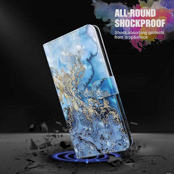 För iPhone 14 Plus 3D-målat mönster Flip läderfodral (guldfjärilar)