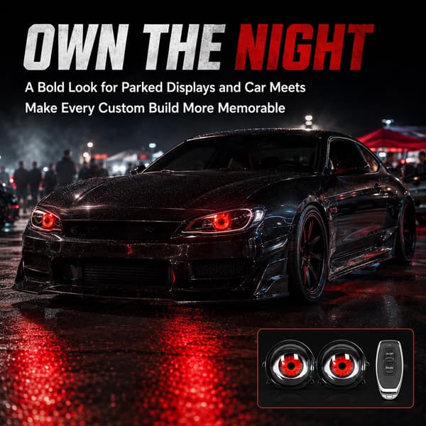 Demon Eye -ajovalot, 6 tilaa, yleiskaukosäädin, LED-autosarja 2PCS
