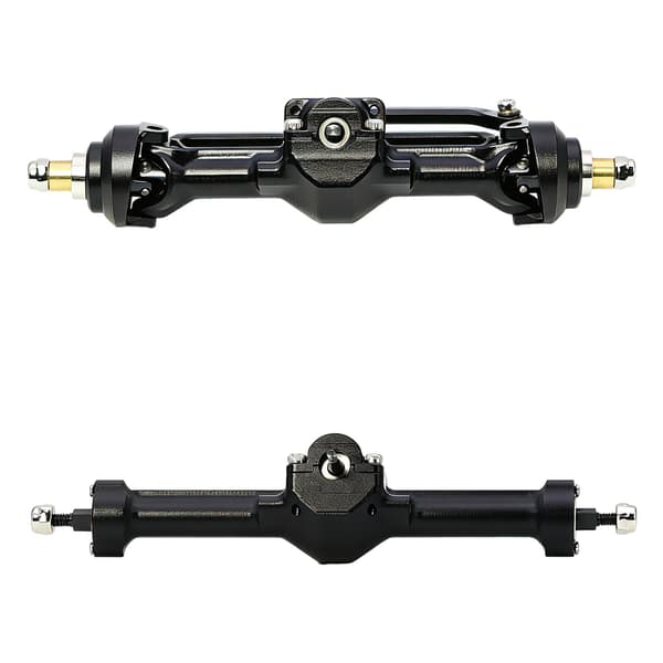 +5mm aluminium forreste og bagerste akselsæt 2/16T Max 52° til Axial SCX30 (sort) Black/Titanium/Silver