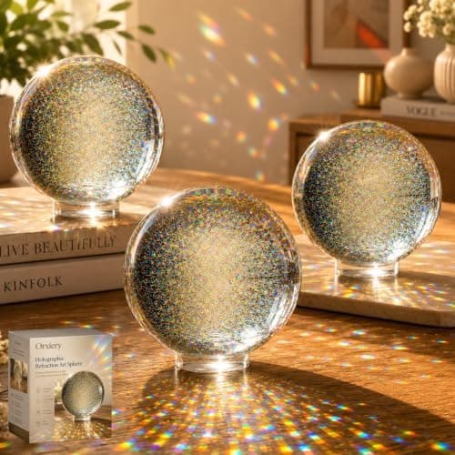 Holografisk Refraktion Kunstkugle Premium Optisk Glas Lys Prisme Indretning 3pcs