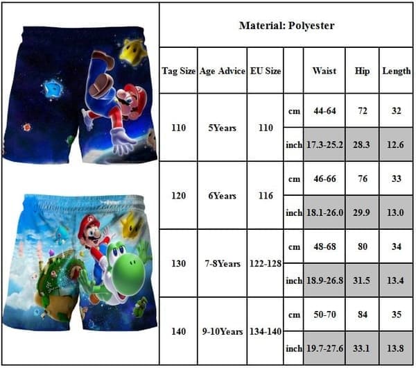 [SC]Lasten 3D Super Mario Bridge Uima-asu Rantavaatteet Surffauslahja C 110cm C
